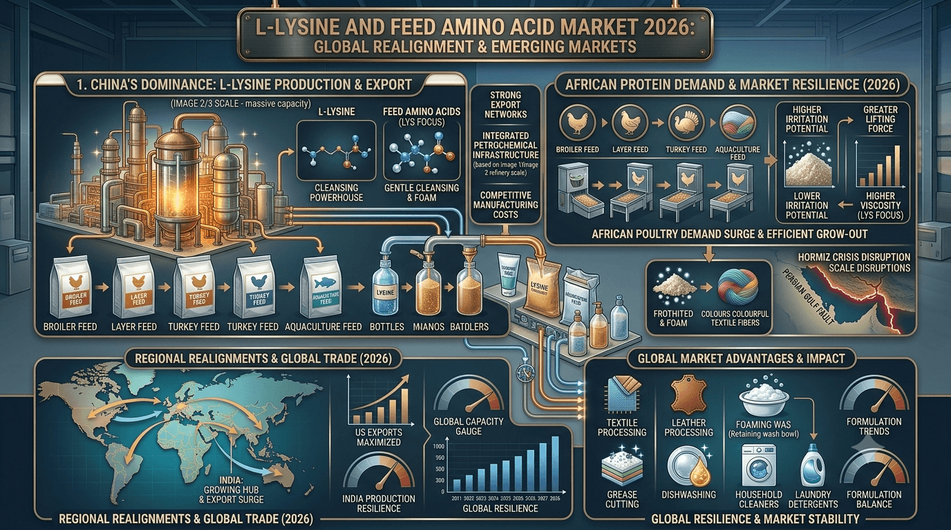 Marché de la L-lysine et des acides aminés alimentaires 2026 : domination de la Chine et demande de protéines en Afrique