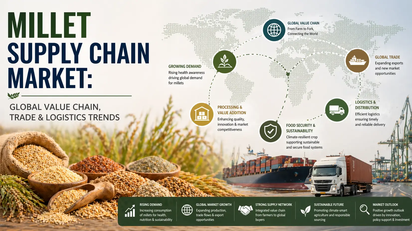 Marché de la chaîne d'approvisionnement du millet : tendances mondiales en matière de chaîne de valeur, de commerce et de logistique