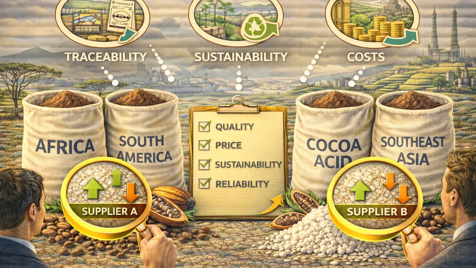 Comment les acheteurs comparent les fournisseurs de poudre de cacao par origine