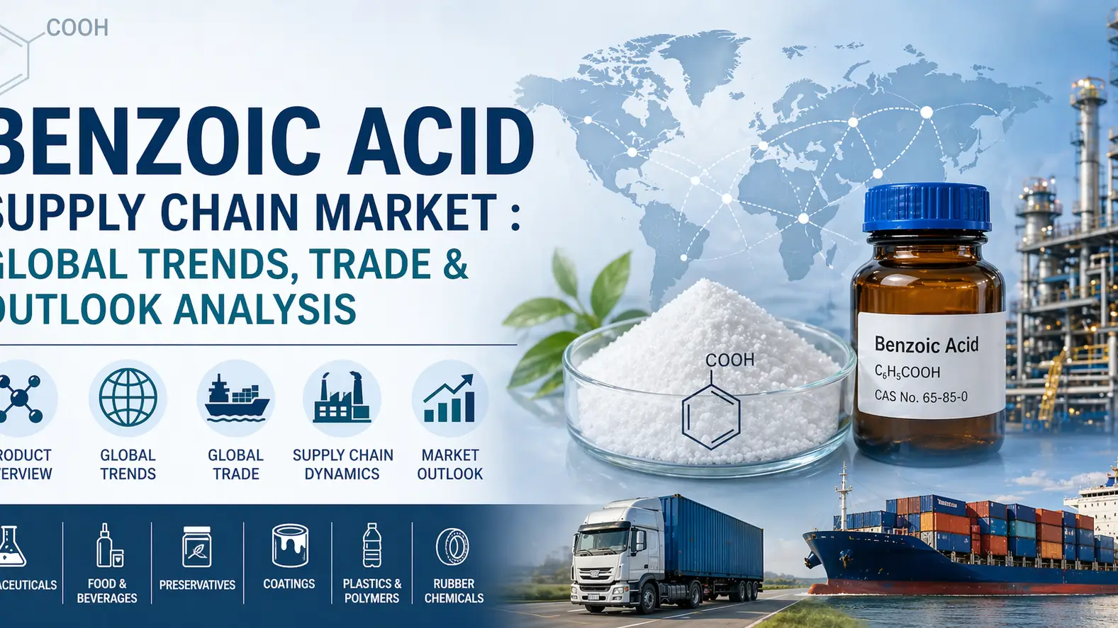Marché de la chaîne d'approvisionnement en acide benzoïque : tendances mondiales, analyse du commerce et des perspectives